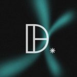 A stylized "D" logo over a dark background with a green, blurred abstract pattern.